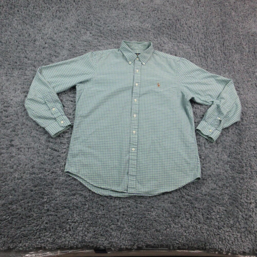 Ralph Lauren Shirt Mens Large Green Blue Plaid Button Down Classic Casual Cotton